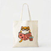Tote Bag Chat Cute Kawaii lisant un livre (Devant)