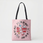 Tote Bag Chat dans le Casquette | Regarde-Moi ! Regarde-Moi (Devant)