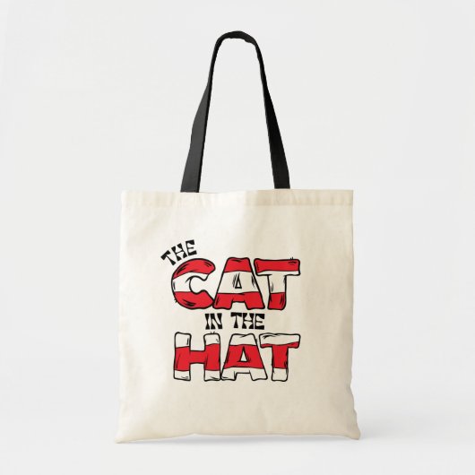 Tote Bag Chat dans le Casquette | Texte en bande rouge et b (Devant)