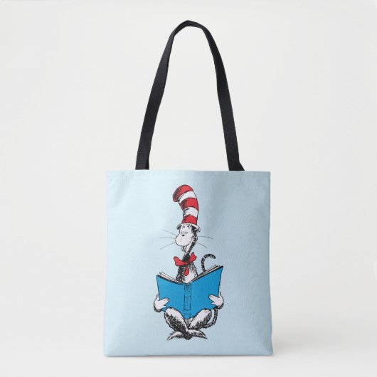 Tote Bag Chat dans le chapeau en lecture (Devant)
