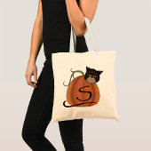 Tote Bag Chat Dans Un Citrouille