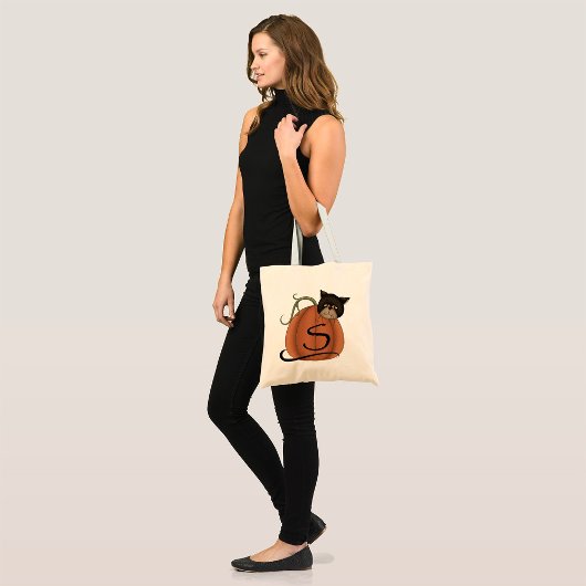 Tote Bag Chat Dans Un Citrouille
