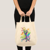Tote Bag Chat d'arc-en-ciel dans l'espace par Carrie (Devant (produit))