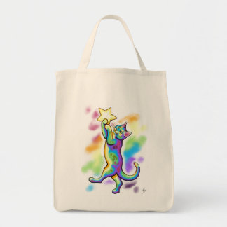 Tote Bag Chat d'arc-en-ciel dans l'espace par Carrie