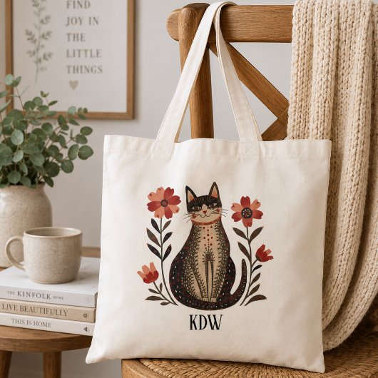 Tote Bag Chat d'art populaire