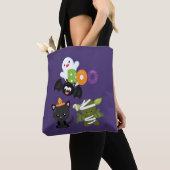 Tote Bag Chat de Cute Halloween, bat, mummy et ghost (De près)