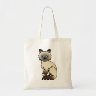 Tote Bag Chat de dessin animé Birman / Ragdoll au point cho