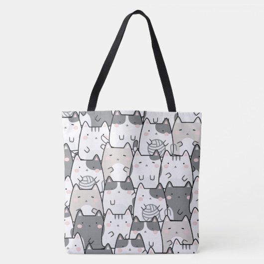 Tote Bag Chat de dessin animé Kawaii (Devant)
