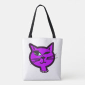 Tote Bag Chat de dessin Winky violet (Dos)