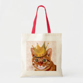 Tote Bag Chat de gingembre avec Portrait de Couronne (Devant)