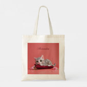 Tote Bag Chat de janvier mignon avec oeillets (Dos)