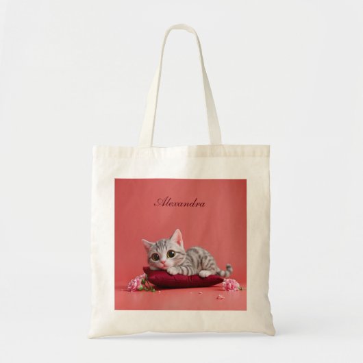 Tote Bag Chat de janvier mignon avec oeillets (Devant)