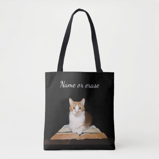 Tote Bag Chat de Kitty avec des livres (Devant)