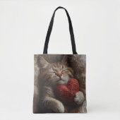 TOTE BAG CHAT DE LA TABLE ORANGE DORMIÈRE AVEC COUSSIN EN F (Devant)