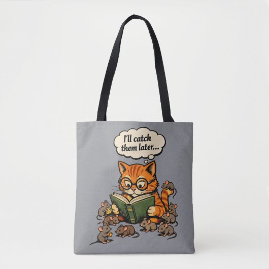 Tote Bag chat de livre (Devant)