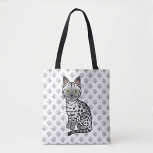 Tote Bag Chat de Mau égyptien argenté mignon dessin animé &