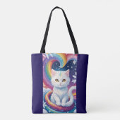 Tote Bag Chat de Noël à la neige blanche (Dos)
