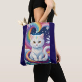 Tote Bag Chat de Noël à la neige blanche (De près)