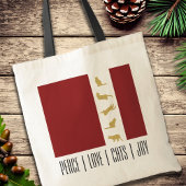 Tote Bag Chat de Noël Moderne Rouge Or