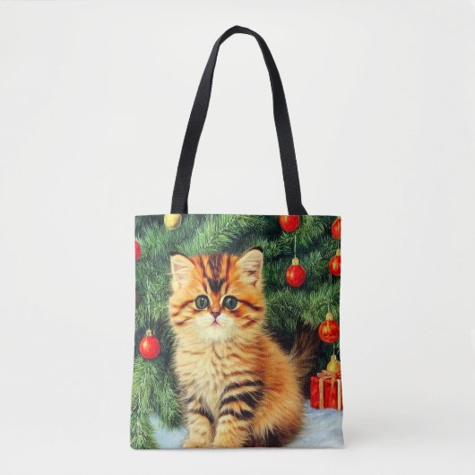 Tote Bag Chat de Noël Vintage (Devant)