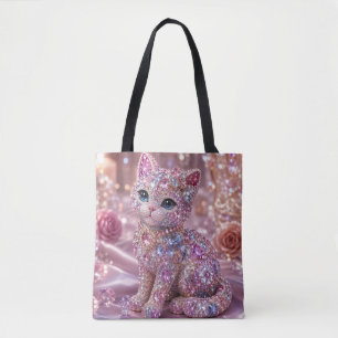 Tote Bag Chat de nuit en velours Esthétique Imprimé