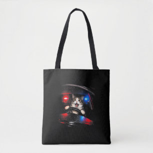 Tote Bag Chat de police drôle conduisant une voiture Mème d