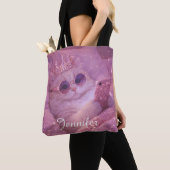 Tote Bag Chat de princesse gâtée textant au lit (De près)