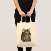 Tote Bag Chat de ragondin tigré noir du Maine (Devant (produit))
