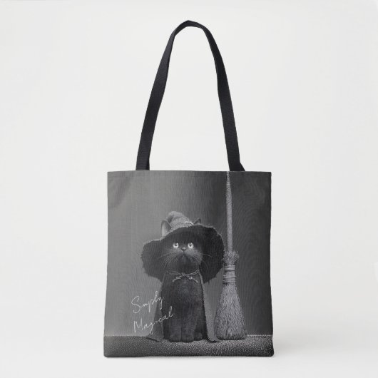 Tote Bag Chat de sorcière simplement magique (Devant)