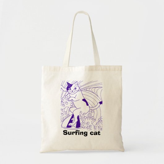 Tote Bag chat de surf, chat surfer d'été (Devant)