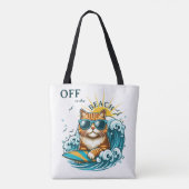 Tote Bag Chat de surf cool de plage d'été (Dos)