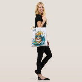 Tote Bag Chat de surf cool de plage d'été (Sur le modèle)
