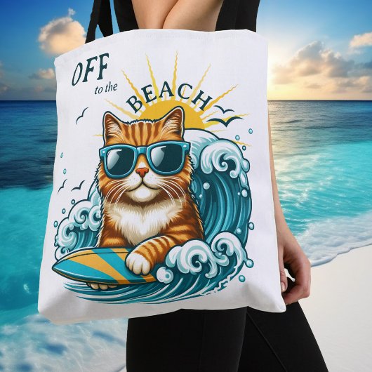 Tote Bag Chat de surf cool de plage d'été