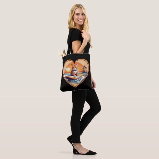 Tote Bag Chat de surf Orange Tabby (Sur le modèle)