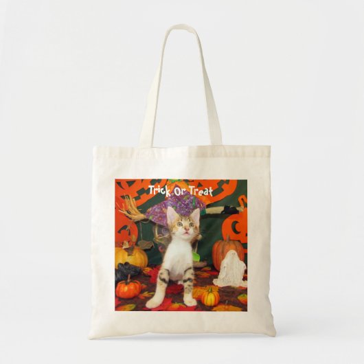 Tote Bag Chat d'Halloween de Tippy / Chatte-chaton ou trait (Devant)