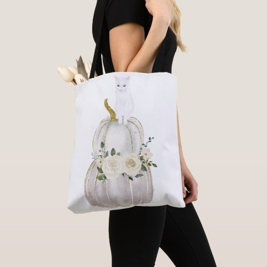 Tote Bag Chat d'Halloween et Citrouille (De près)