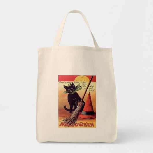 Tote Bag Chat d'Halloween noir vintage (Devant)