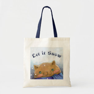 Tote Bag Chat d'hiver Laissez tomber la neige Art