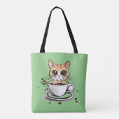 Tote Bag Chat drôle au café vert (Dos)