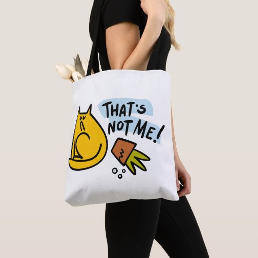 Tote Bag Chat drôle et pot de fleurs renversé (De près)