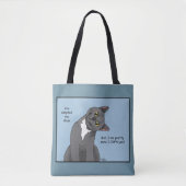 Tote Bag Chat drôle Fête des Mères Chat gris Bleu (Devant)