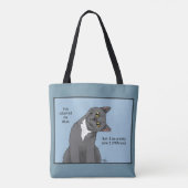 Tote Bag Chat drôle Fête des Mères Chat gris Bleu (Dos)