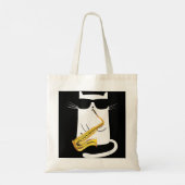 Tote Bag Chat drôle Porter des lunettes de soleil Jouer Sax (Dos)