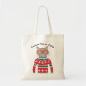 Tote Bag Chat drôle Porter laide Sweat de Noël personnalisé (Devant)