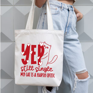 Tote Bag Chat drôle qui juge toujours célibataire anti-Vale
