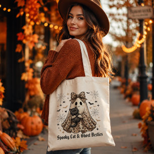 Tote Bag Chat effrayant et meilleures amies fantômes Hallow