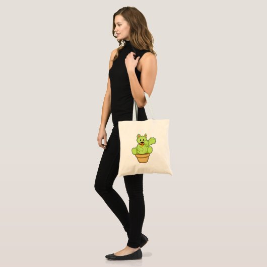 Tote Bag Chat en cactus (Devant (modèle))