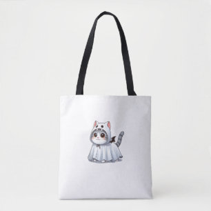 Tote Bag Chat en costume fantôme pour Halloween