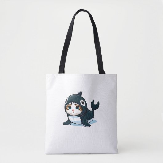 Tote Bag Chat en costume Orca (Devant)