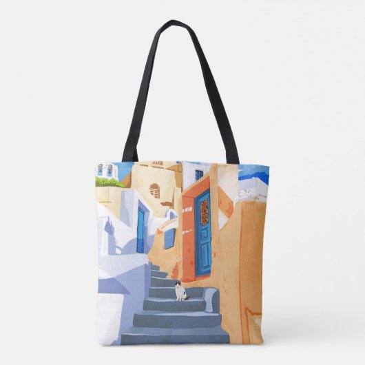 Tote Bag Chat en Grèce, Architecture Tropical Exotic Travel (Dos)